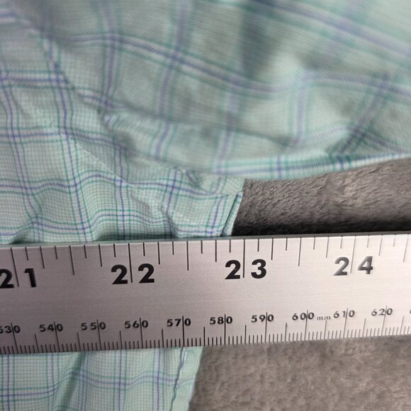Mens Southern Tide Trim Fit Green Blue Plaid Shirt Long Sleeve Button Up Size L - Picture 5 of 7